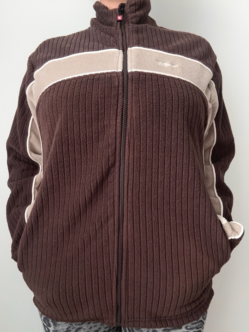 wilson fleece zip track jacket brown beige